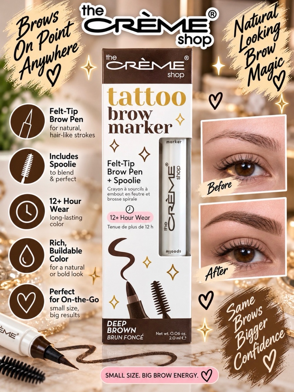 The Crème Shop Tattoo Brow Marker - Deep Brown